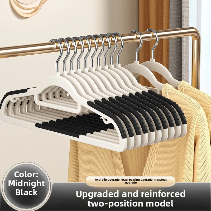 10PCS Heavy Duty Non‑Slip Clothes Hangers, Traceless Space Saving Garment Hangers for Household Wardrobe Storage