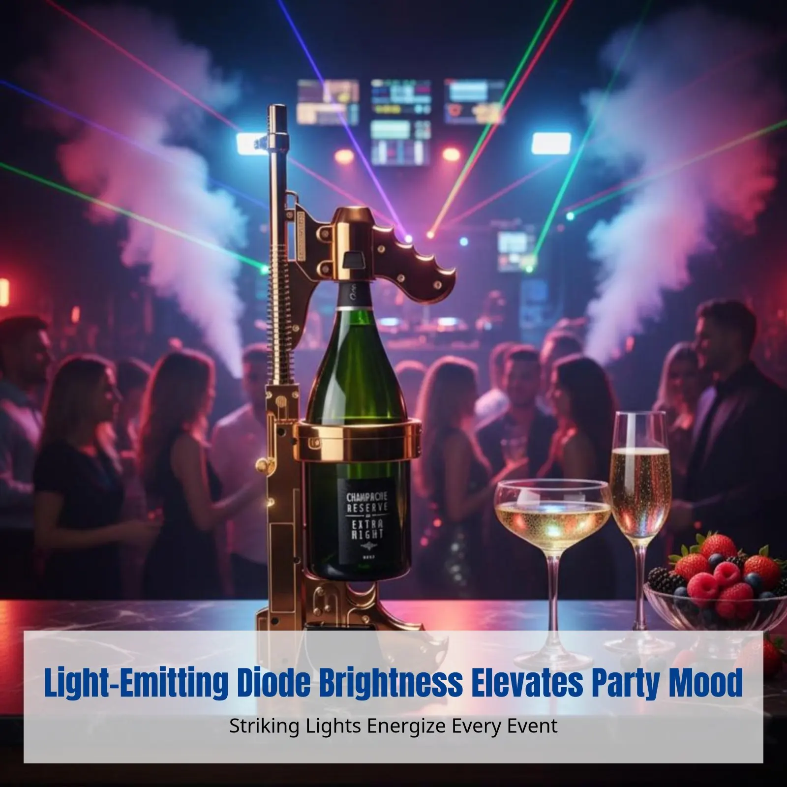 

Светящийся дозатор для шампанского, барный инструмент для вечеринок, зарядка через USB, современный минималистичный дизайн, многоцветный, с подставкой