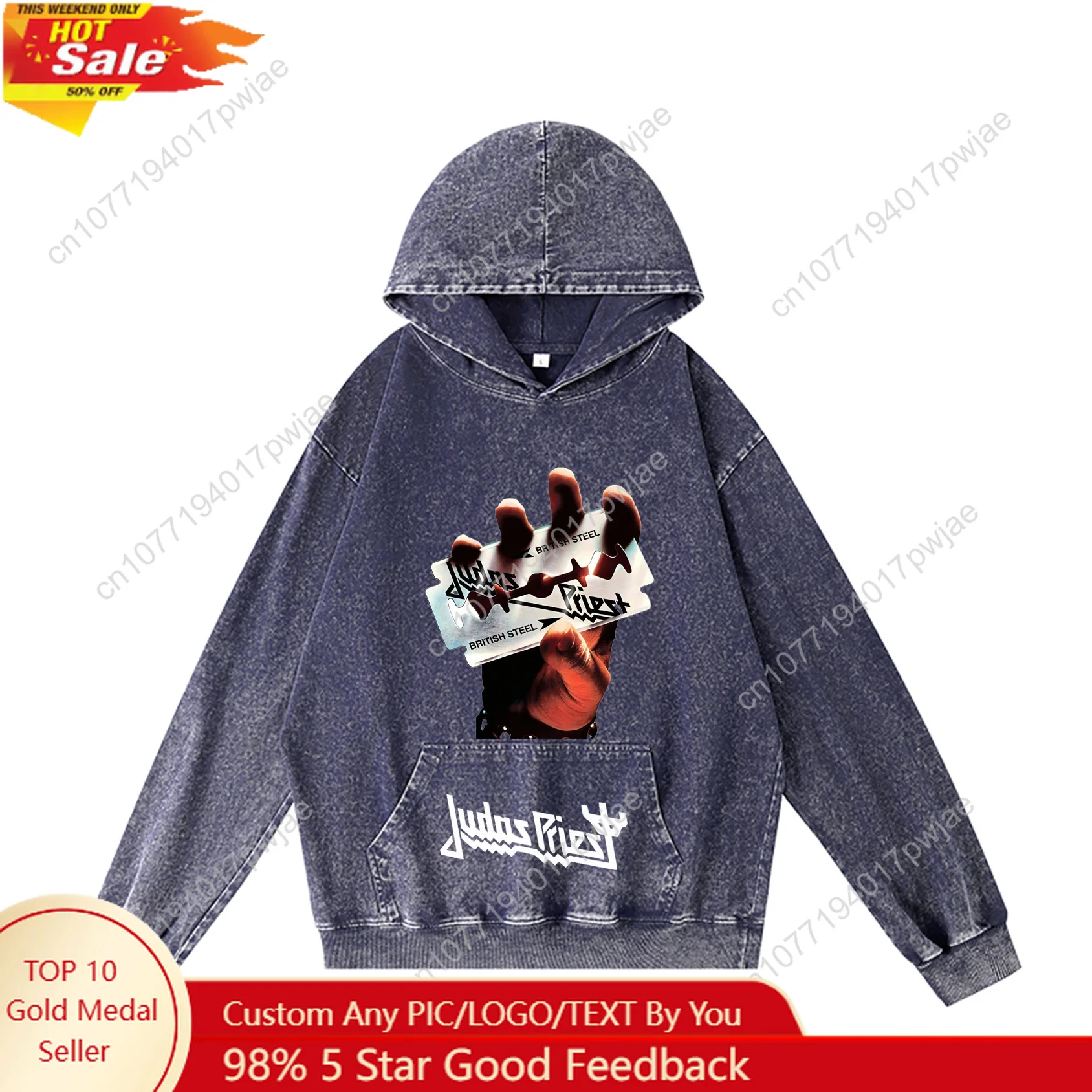 

Judas Priest Rock Band Hoodie Hooded Sweatshirt Men Woman Vintage Pullover Sweatshirt With Pocket Oversized Customized Top
