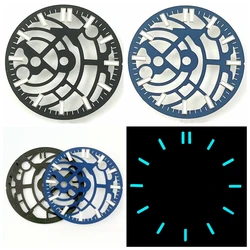 NH35 Dial 28.5mm Black/Blue Sterile Hollow Watch Dial Blue Luminous Fit NH35 NH36 NH70 NH72 Movement Watch Accessories