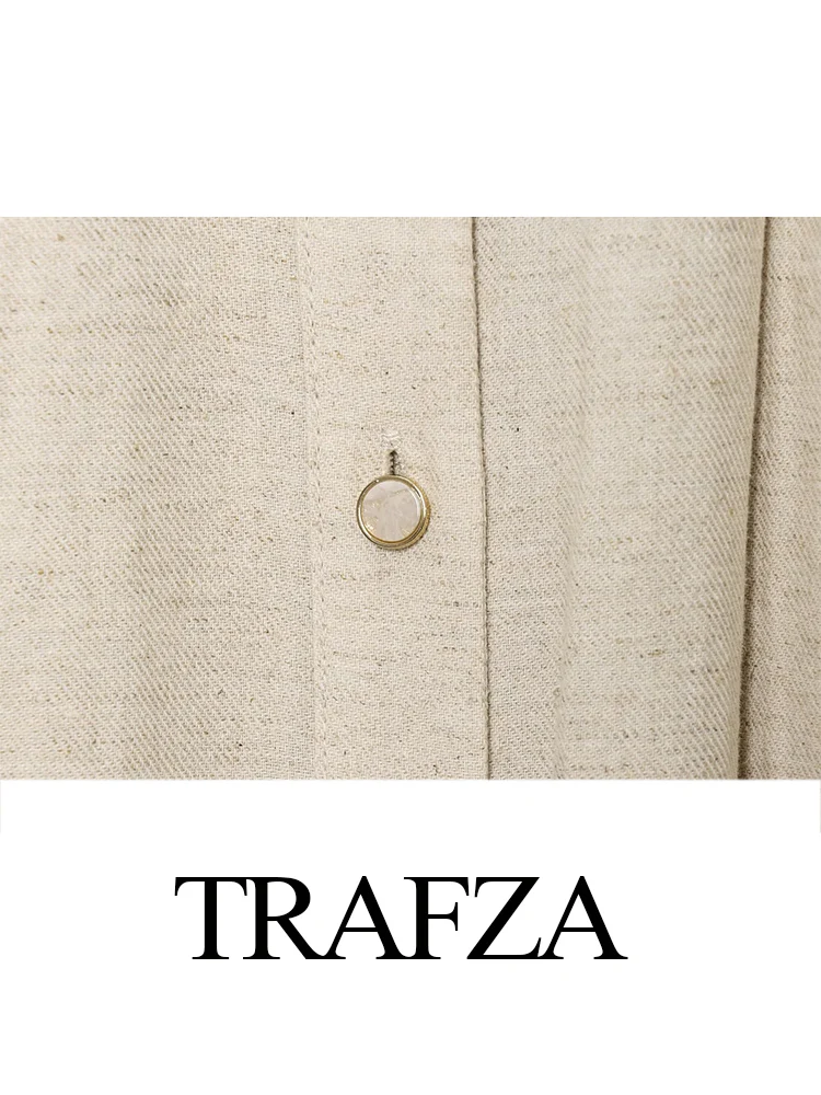 HH Women Summer New Fashion V-neck Single-Breasted Linen Belt Midi Dress Female Temperament High Street Casual Pleated Dress