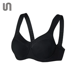 Black White Sports Bras for Women High Impact Support Underwire Full Coverage Lightly Padded Running Gym Workout Bra