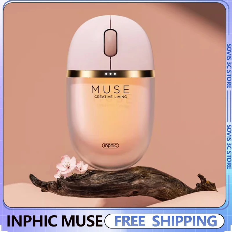 

INPHIC MUSE Wireless Mouse Bluetooth 5.0 Mouse Wired The Third Mode Charging Silent Laptop for Female Office 500 MAh Accessories