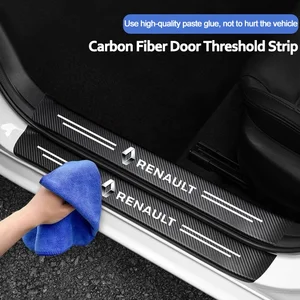 4 buah Stiker Mobil Serat Karbon Ambang Pintu Otomatis Tahan Air untuk Renault Megane 2 3 4 Twingo Clio Talisman Captur Kwid Scenic 2 12 penjualan terbaik anagrama renault - №