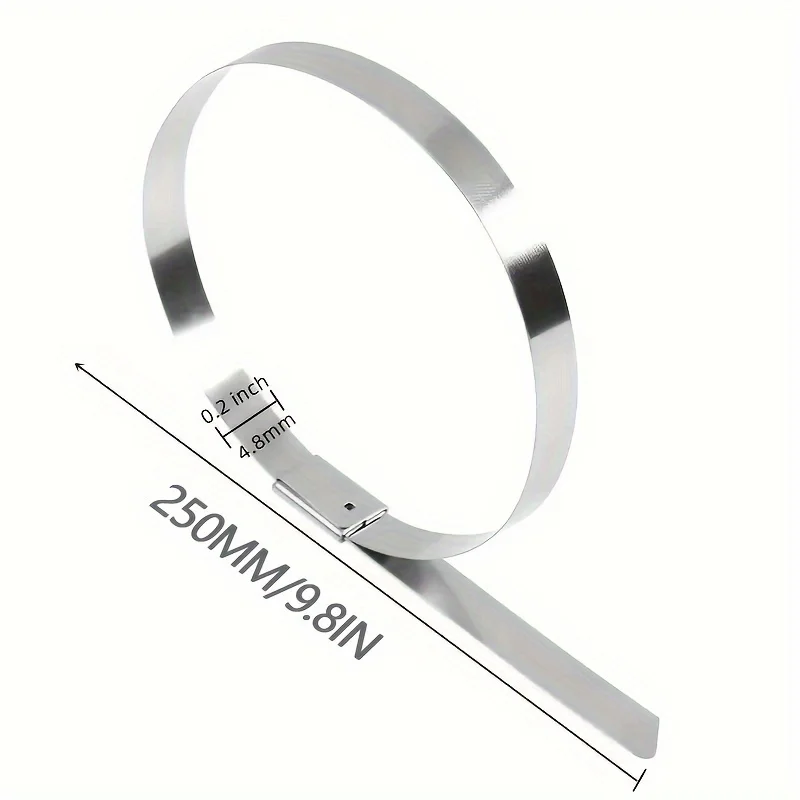 50pcs Metal Zip Ties, Stainless Steel Zip Ties, Multi-Purpose Zip Ties Heavy Duty Cable Ties For Exhaust Wrap