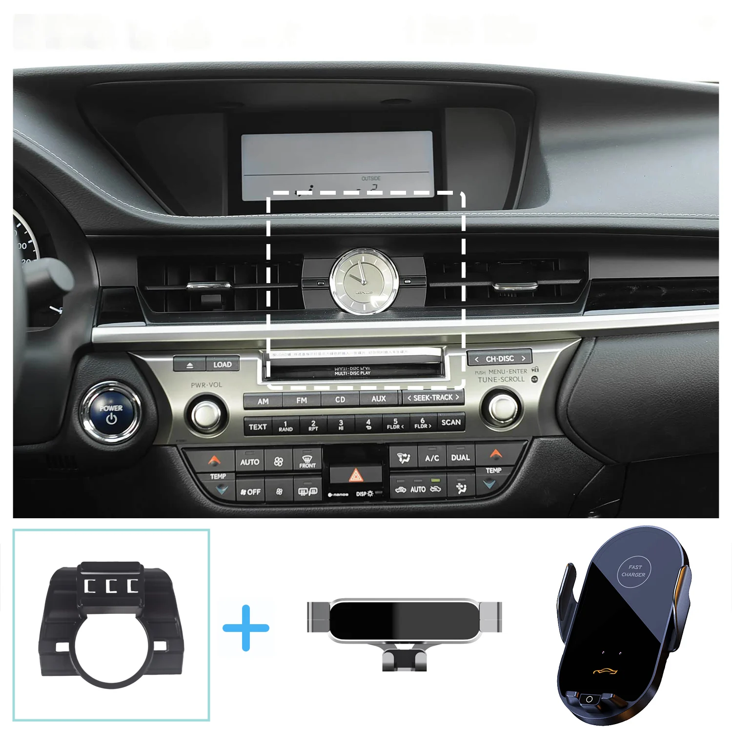 لكزس ES 2013 2014 2015 2016 2017 حامل هاتف السيارة شحن لاسلكي قوس قاعدة الجاذبية حامل الهاتف جبل الملحقات