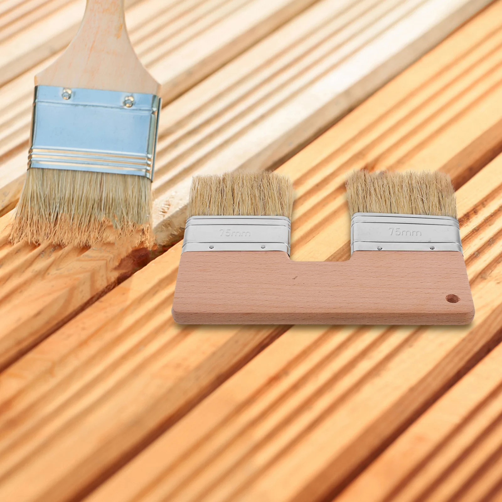 

Double Heads Natural Pig Bristle Art Painting Brushes Flat Oil Acrylic Tools U Shaped Durable Precision Texture Large Surface