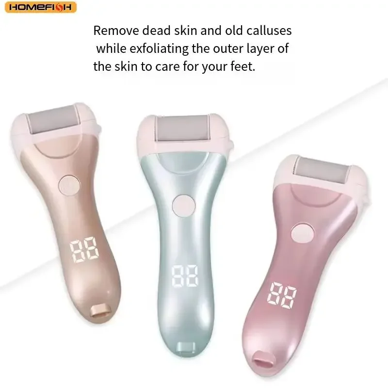HOMEFISH Electric Pedicure Foot USB Rechargeable Power Display Grinding Exfoliator Replacement Heads For Heel Callus Remover