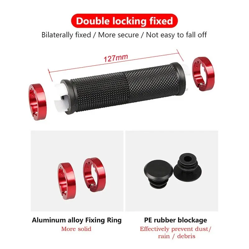 MTB Bicycle Rubber Grips Alloy Lock Bilateral Lock Handlebar Grips Anti Slip Cycling Handlebar Sleeve BMX Bicycle Accessories