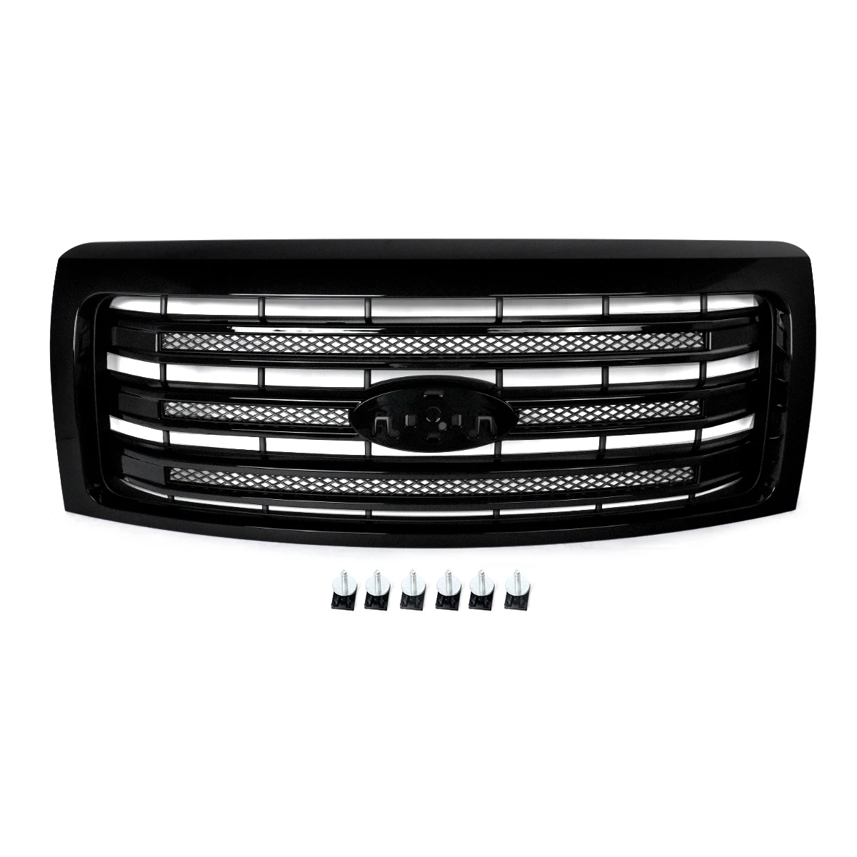 Conjunto de parrilla de parachoques delantero para Ford FX4 F-150 F150 2009-2014, cubierta protectora de rejillas superiores delanteras, esmoquin negro UH