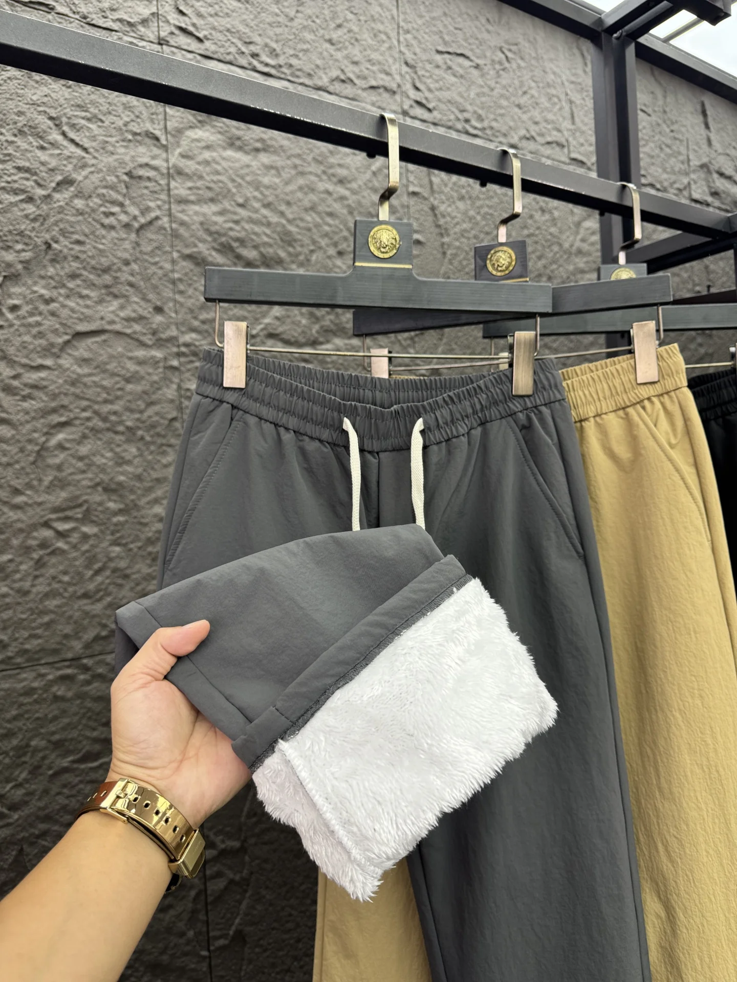 

Men's Casual Straight Leg Pants Thiened Fce Warm Windproof Loose Fit Faionable Color Autumn Winter Leisure Trousers