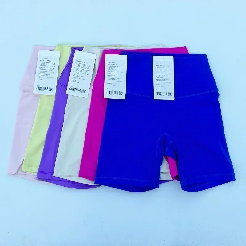 Pantalones cortos deportivos de cintura alta para mujer, Shorts de Yoga ajustados, levantamiento de glúteos, gimnasio, correr, nailon elástico