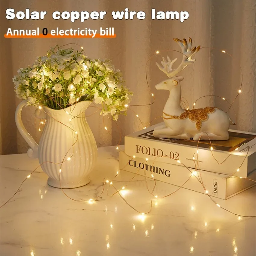 Outdoor solar light string 7m~32m LED waterproof garden light fairy camp Christmas decoration courtyard flower wreath party lamp