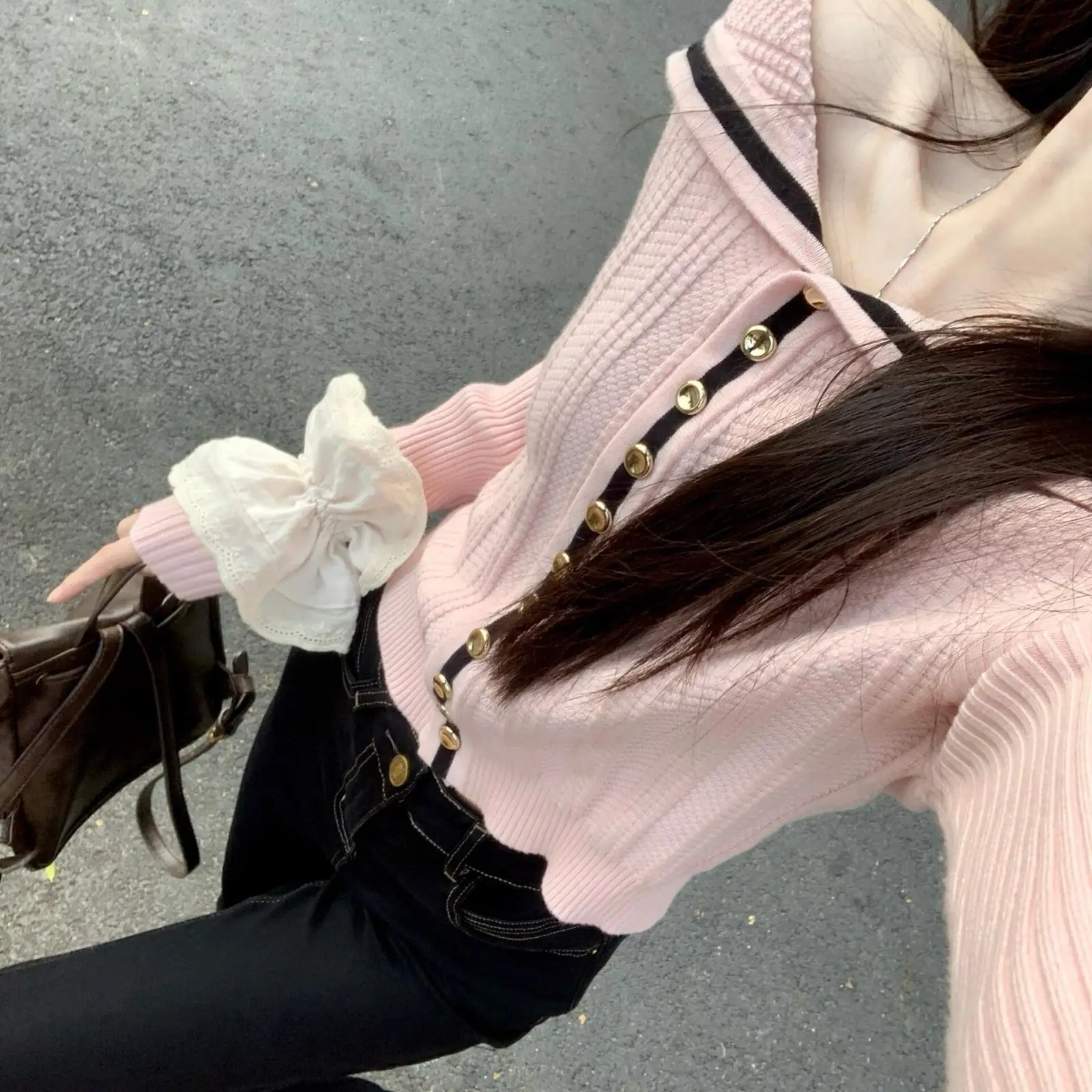 Maglioni Maglioni Cardigan Cardigan da donna Donna Manica lunga Lana d'angora Orlo con frange Oversize Winter Cafe Bohemian Natural Sweet