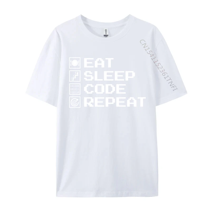 Eat Sleep Code Repeat Binary Code Computer Programmer 3D Printed T Shirt 2024 Hot Sale Street Cotton Men Tops Tees Europe