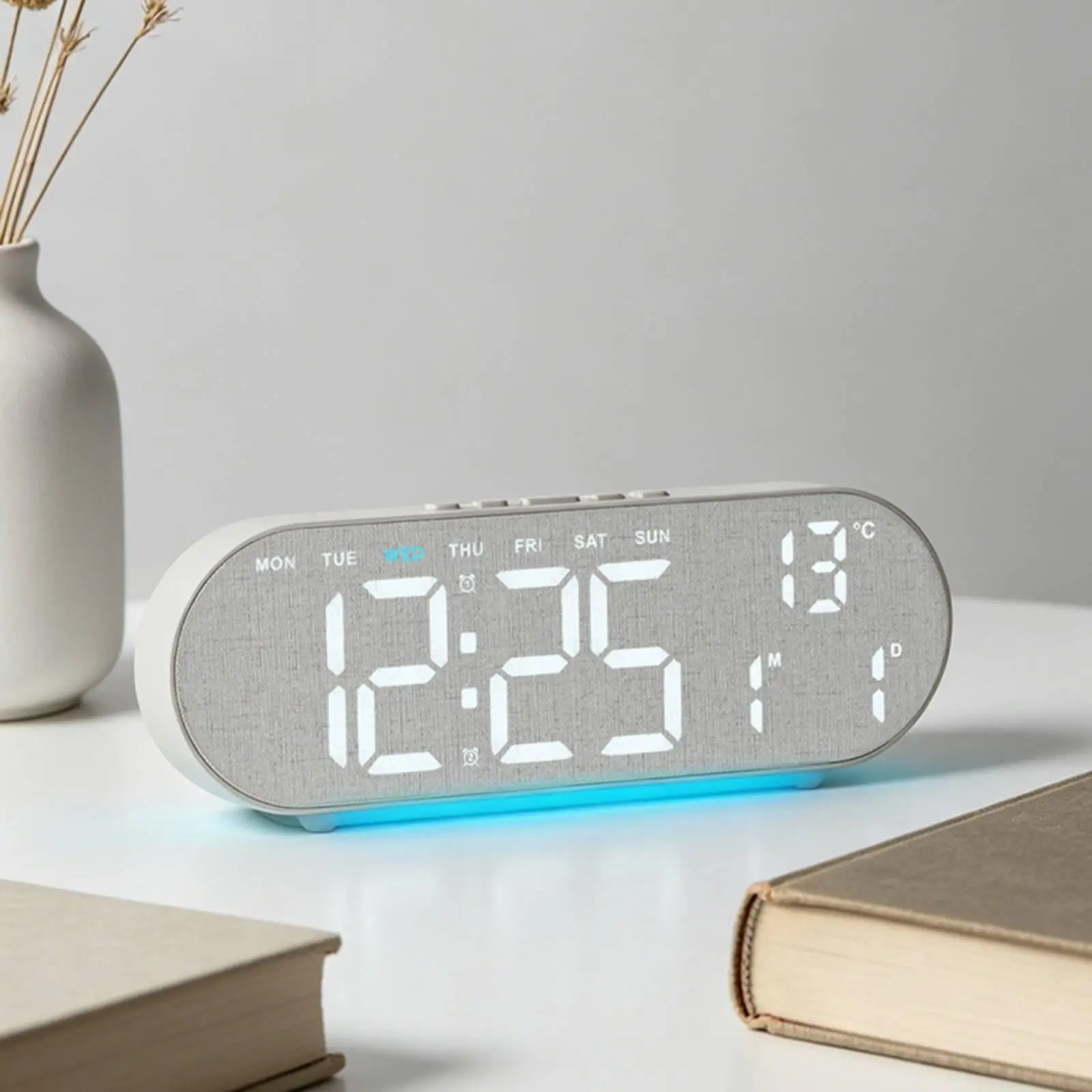LED Desk Clock Oversized Digits Multifunction Desk Clock Illuminated Base