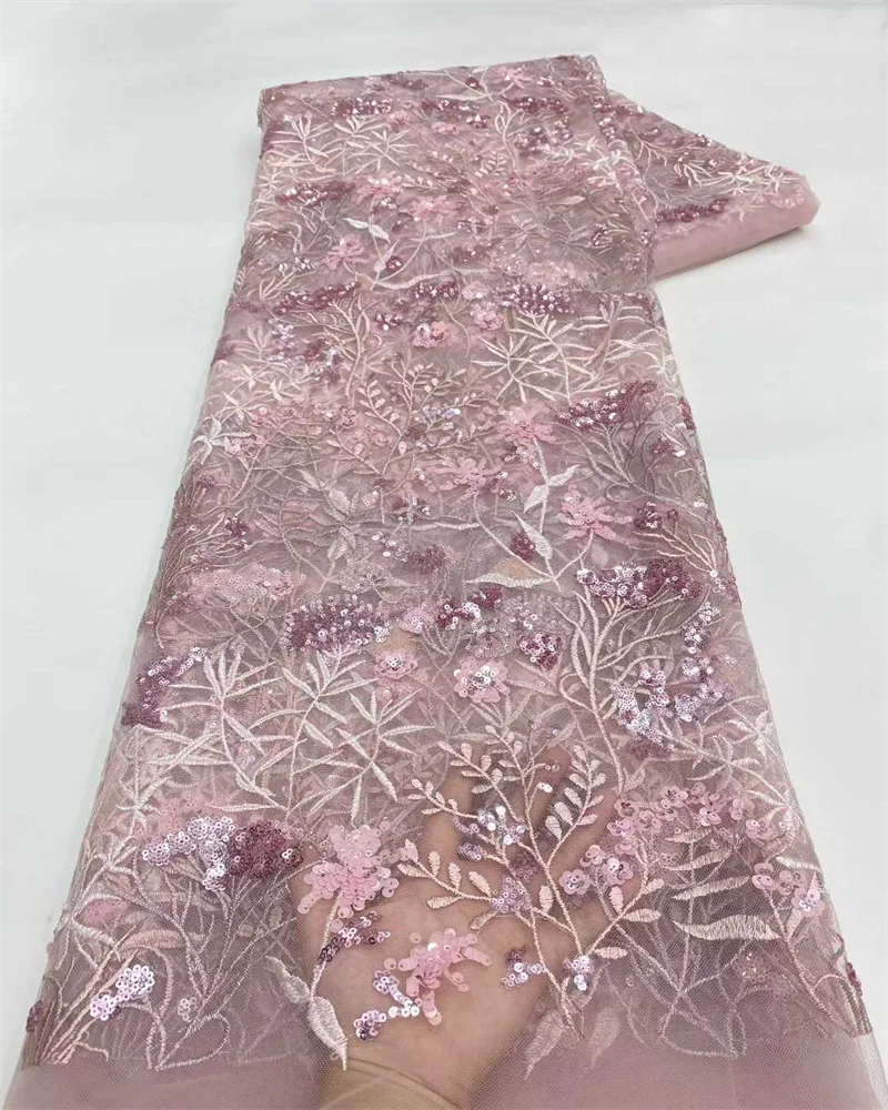 Kain Tulle Renda Lembut Elegan dengan Bordir Payet Berkualitas Tinggi untuk Gaun Pernikahan dan Pesta Malam Gaya Terbaru