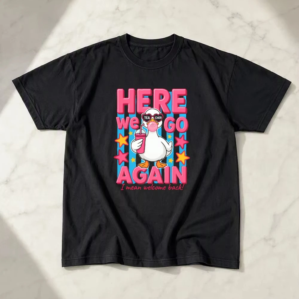 Humorous Duck Meme Text Female Round Neck Loose Tshirt Retro 90s Vibe Women Funny Quote Tee Party Vacation Top Holiday Wear