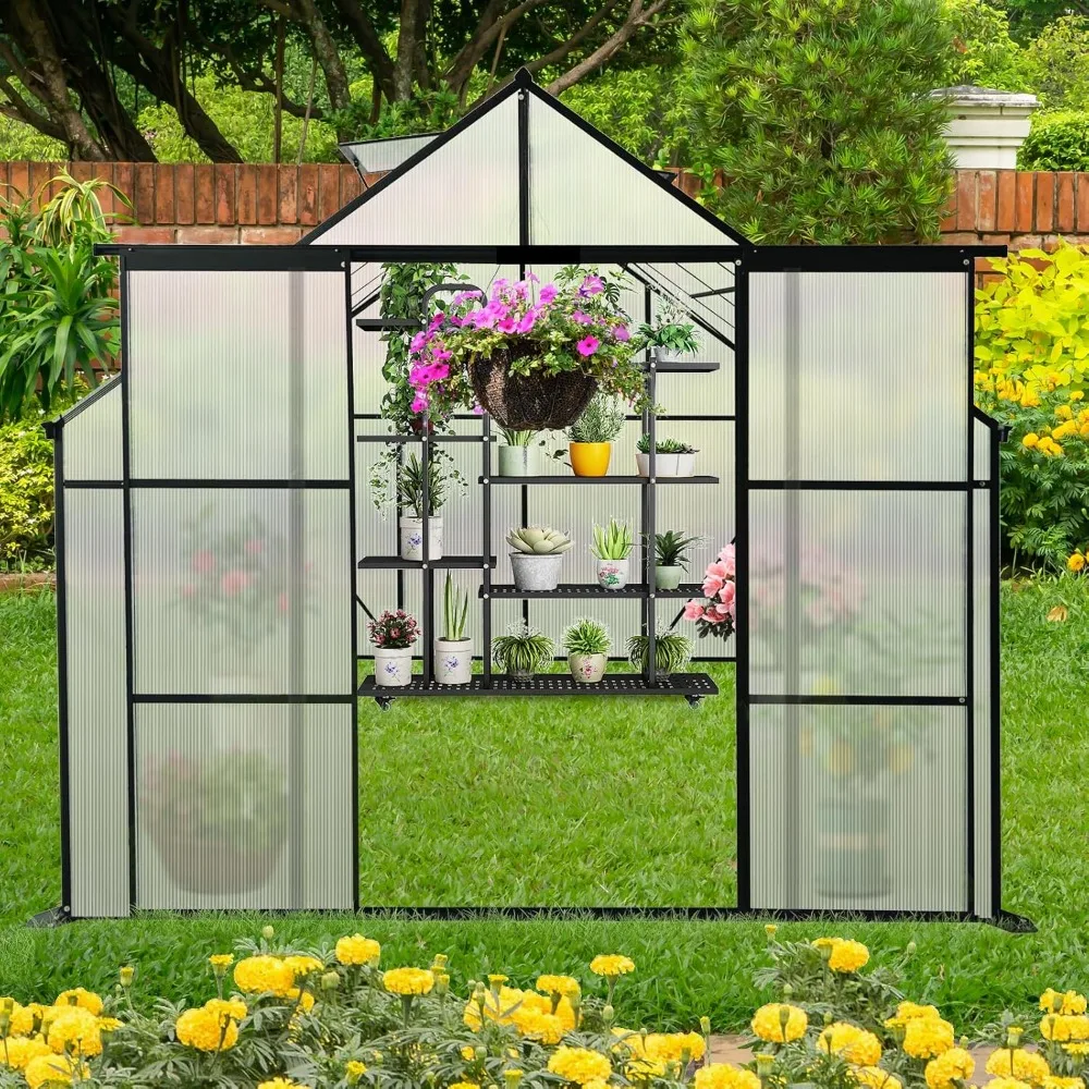 

Greenhouse for Outdoors, Backyard Anchor Aluminum Heavy Duty Walk-in Green Houses,