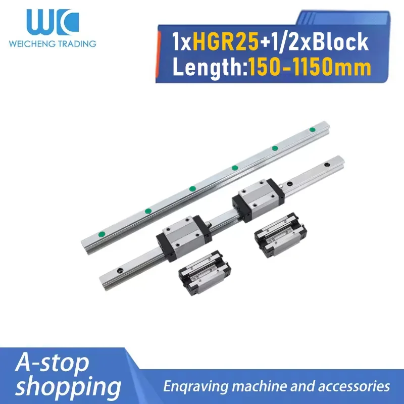 One Rail Matches 1 or 2 Blocks H Class HGR25 Linear Guide Assembly 150-1150mm HGH/HGW Models Steel Retainer For CNC