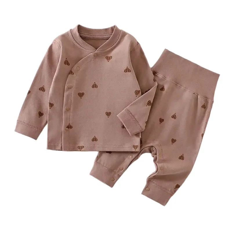 

Baby Boys Girl Suits Clothes Cotton High-waisted belly protection Shirt Long Sleeve Boneless Stitching Tops+Pants 2PC 0-2T