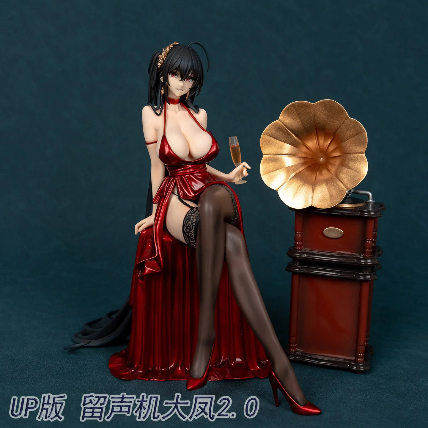 

16cm Gramophone Phoenix Sitting Figure, Red Dress Beauty Model, Anime Figurine, Room Decoration, Collectible Gift For Game Fans