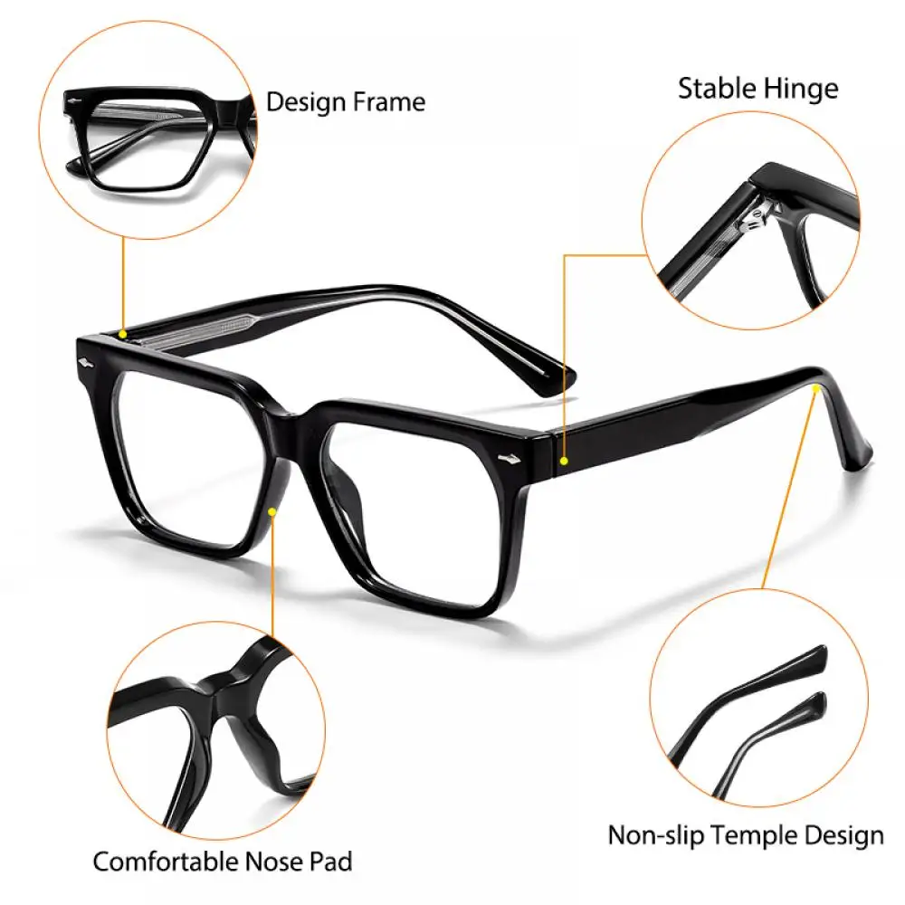 CATERSIDE Neue Modische Herrenbrille Tr90 Quadratischer Rahmen Anti-Blaulicht-Brille Damen Business- und Freizeit-Dekorationsbrille – Detail 7