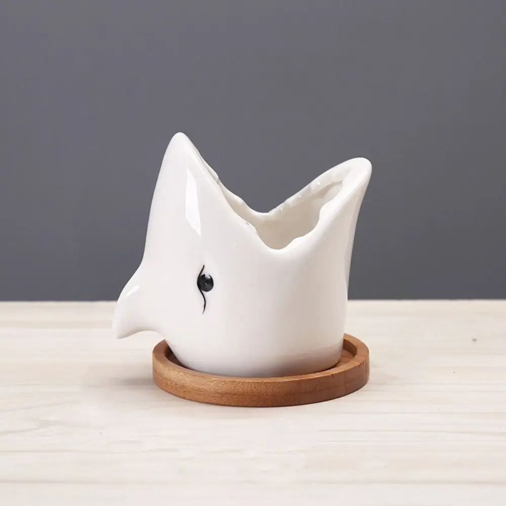 

Керамический цветочный горшок в мультяшном стиле, креативный, милый, с подставкой, для гидропоники и сухоцветов