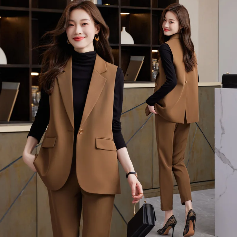 Suit Vest Suit Women's Spring and Autumn2023New Small Temperament Leisure Outer Wear Vest Jacket Business Suit