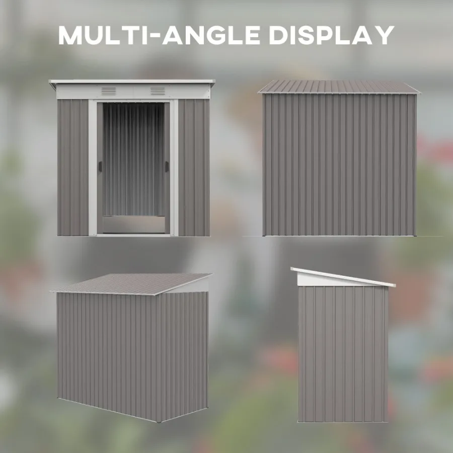 سقيفة معدنية مقاس 6 × 4 بوصات إلى سقيفة تخزين خارجية مع أبواب منزلقة مزدوجة وفتحتين هوائي للفناء الخلفي Pa #4