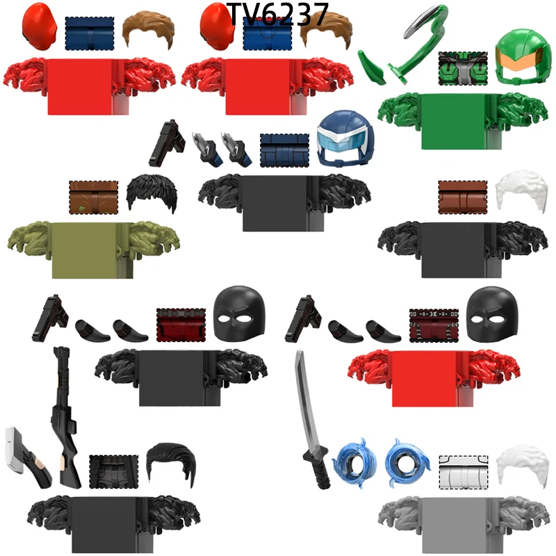 Image of Axt-Schwert-Maske Actionfiguren Ausrüstung Hosen Haarteile Modellbausteine MOC Bausteine Set Geschenke Spielzeug TV6237