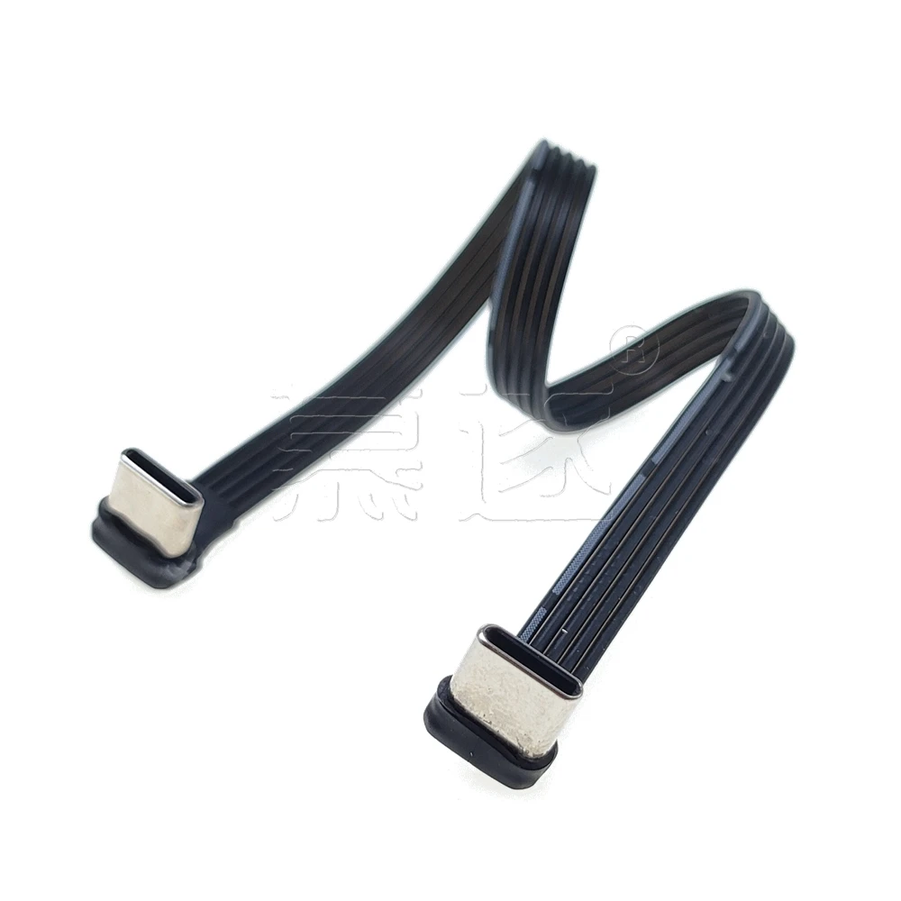 Imagen 4: USB 2,0 USB C banda Cable plano arriba abajo en ángulo USB 2,0 tipo C Cable de datos de carga rápida Cable extensor macho/hembra para PC TV USB