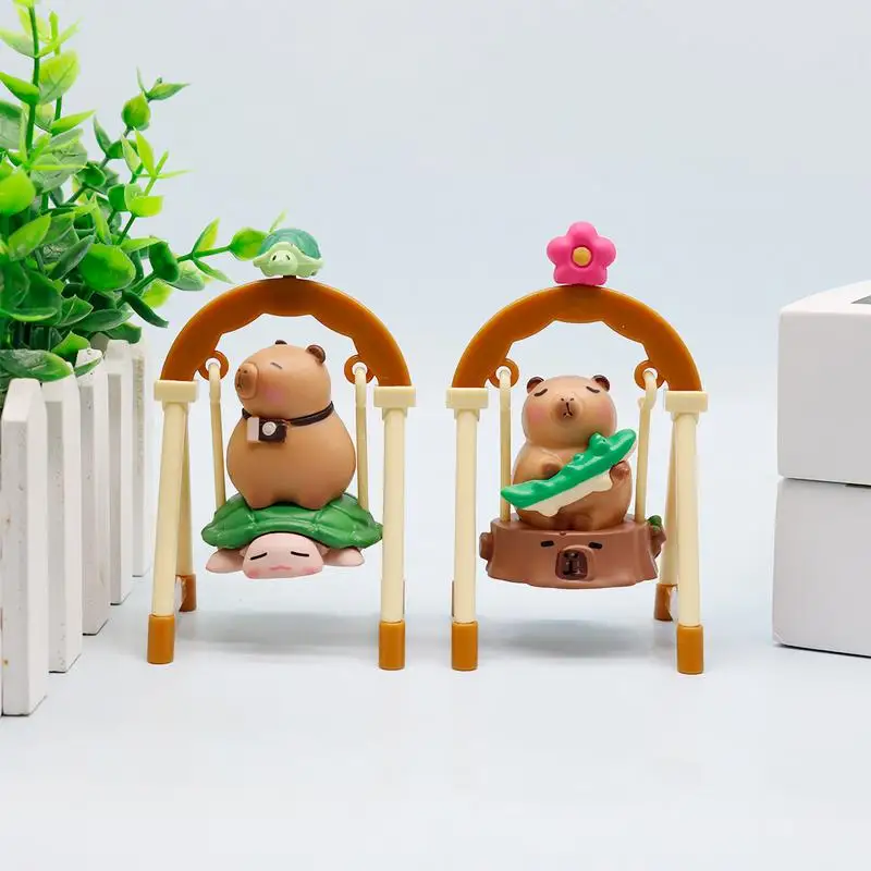

Capybara Figurine Set 6X Rocking Capybara Model Kit Desk Ornament Home Decor For Bedroom Table Shelf Counter Desktop Living