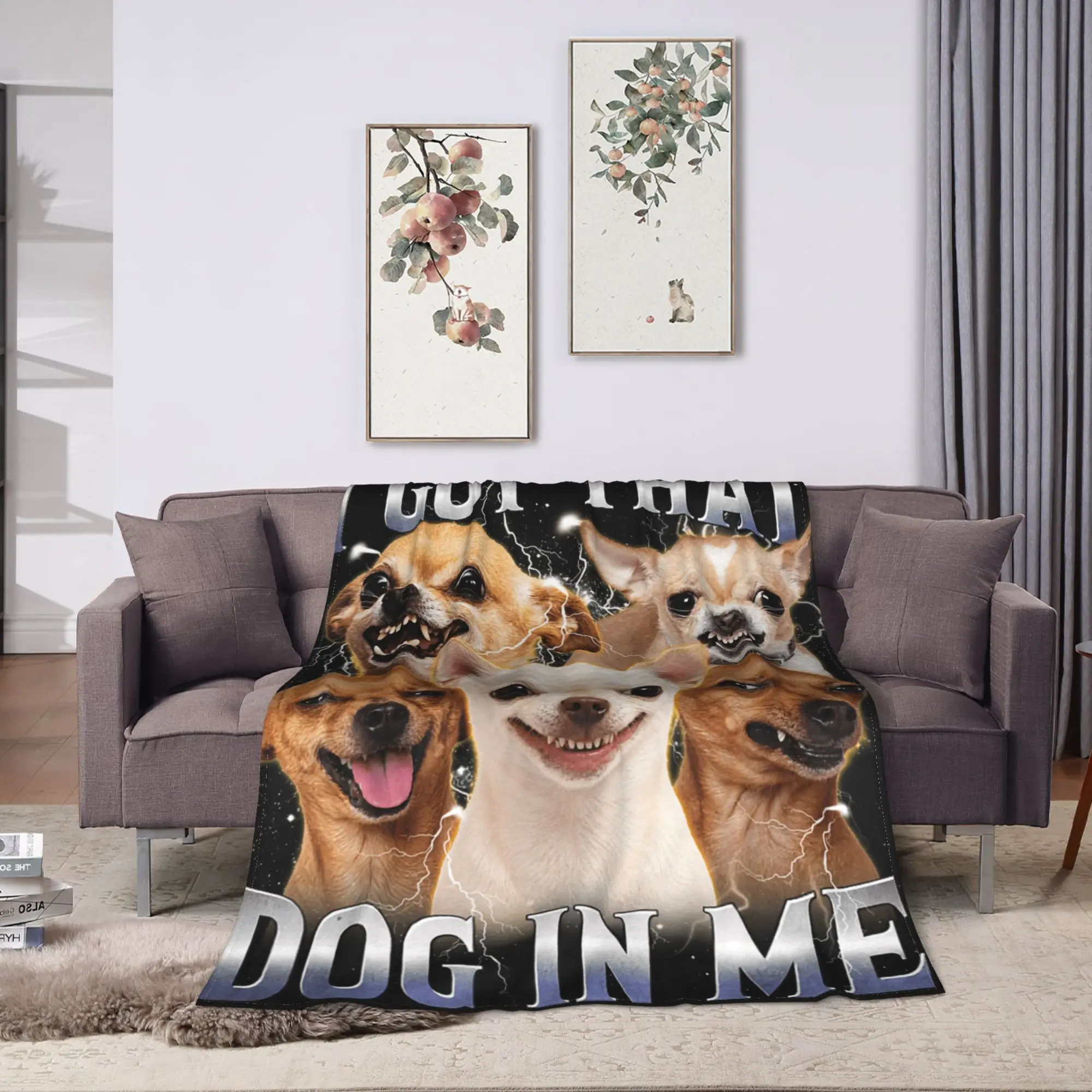 Soft Throw Blanket Travel Office I Got that Dog in Me Funny Dog Chihuahua Lovers Blankets  Flannel Bedspread Sofa Bed Cover