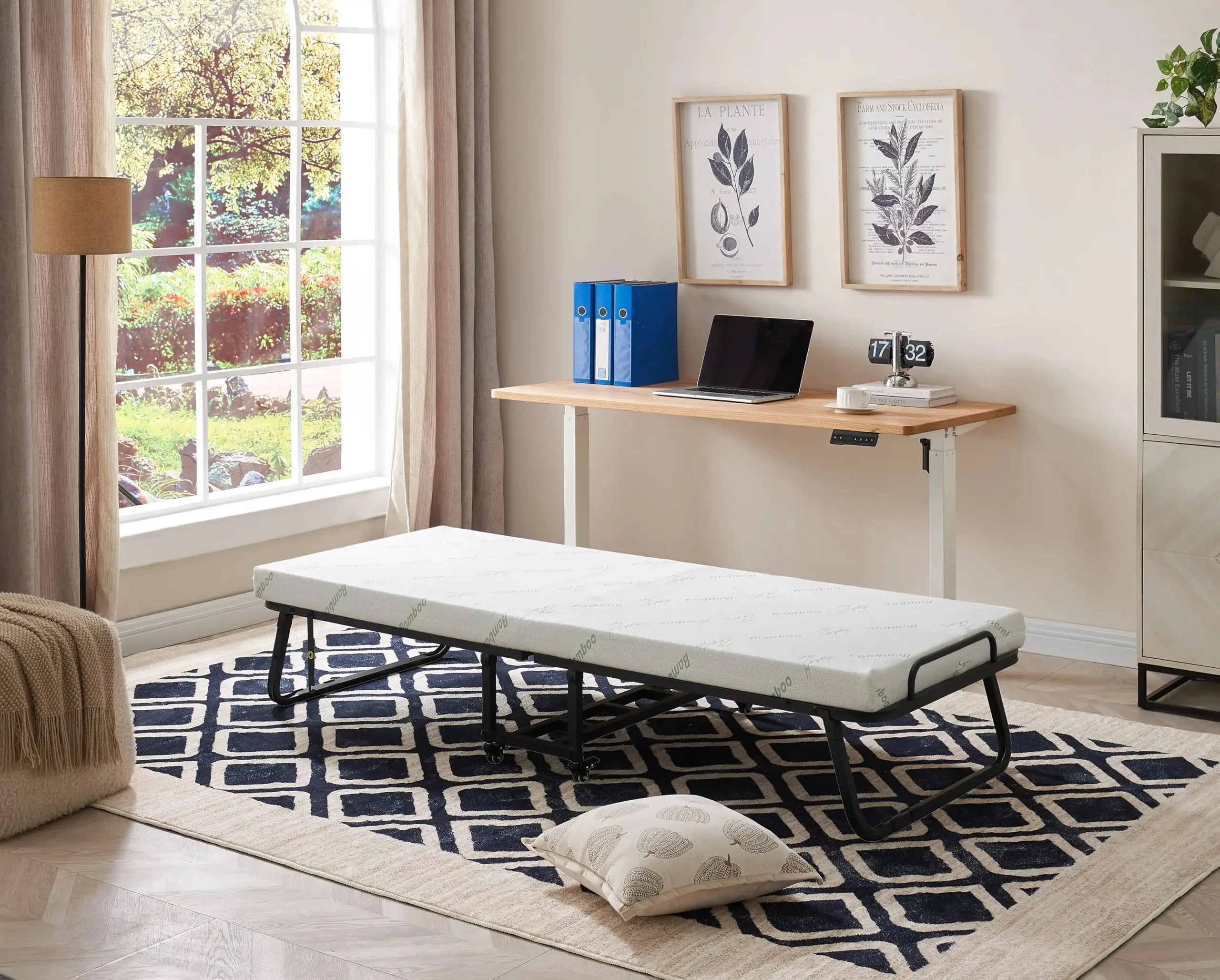 

Folding Bed With High-Density Foam Mattress Heavy-Duty Steel Frame Portable Rollaway Guest Bed