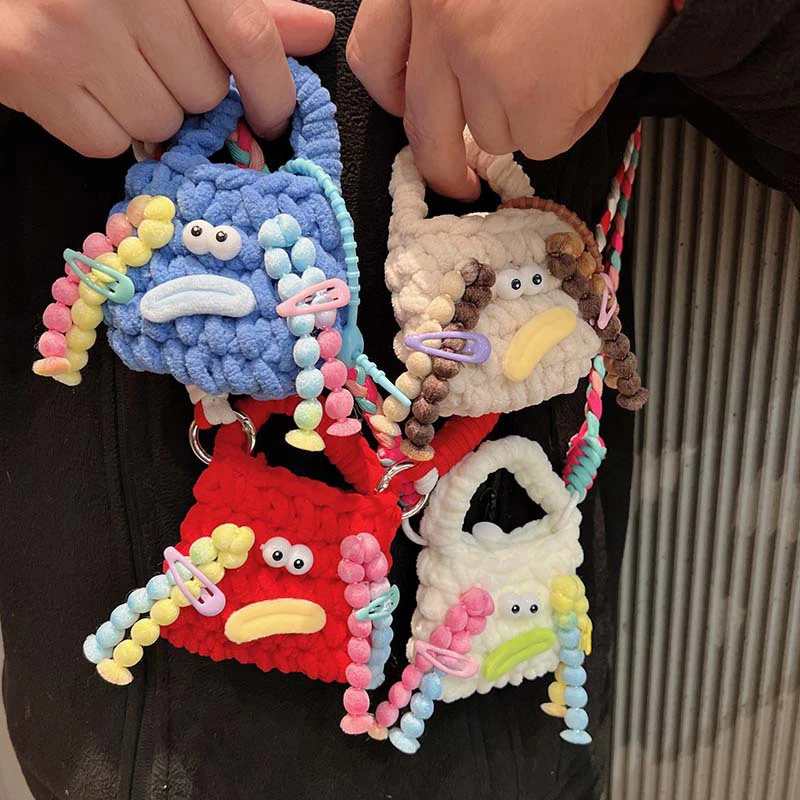 

Cartoon Cute Ugly Braid Dolls Small Storage Bag Earphone Protection Mini Bag Kawaii Portable Mini Wallet Bag Pendant Keychain