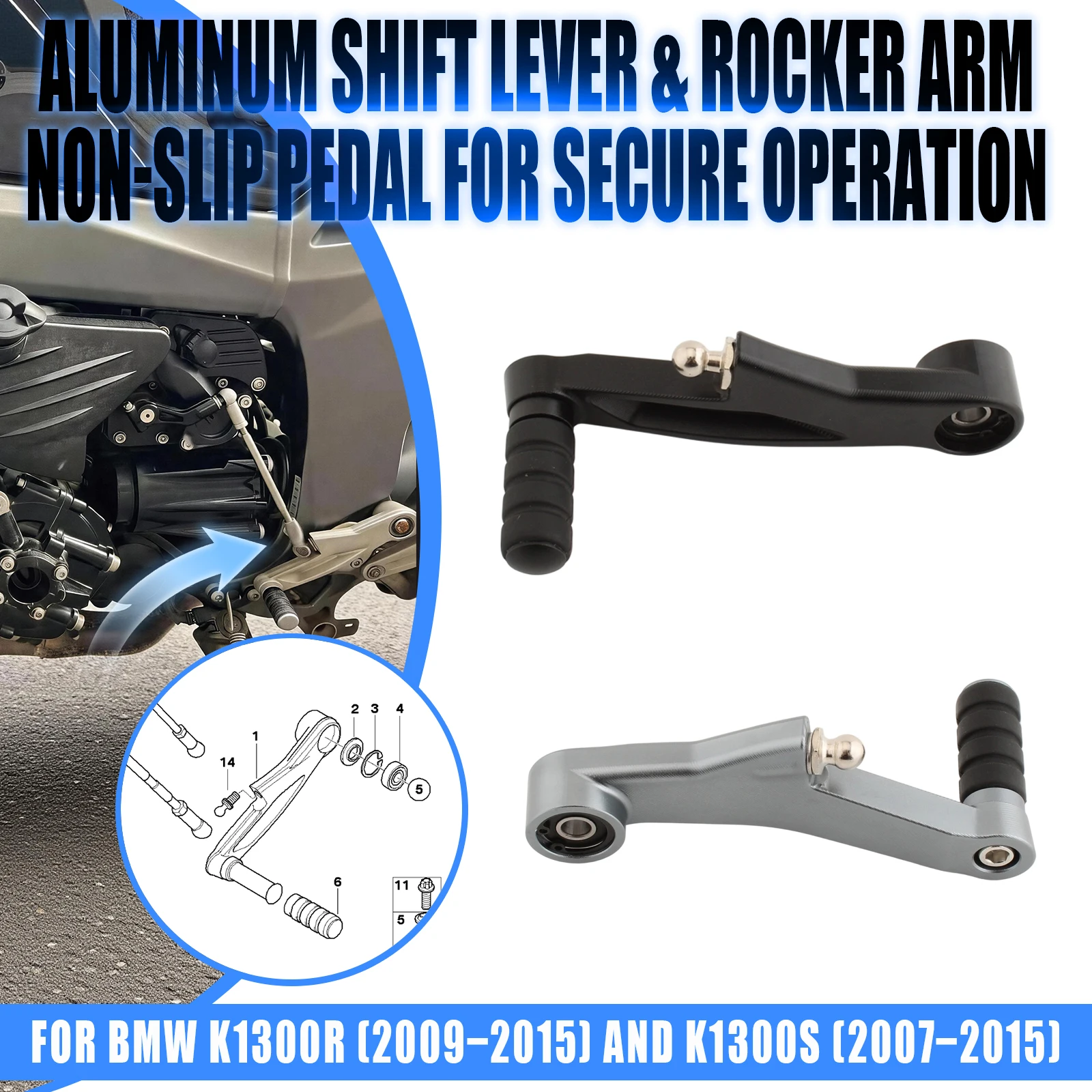For BMW K1300R 2009 2010 2011 2012 2013-2015 K1300S 2007-2015 Motorcycle Gear‑shift lever Gear Shift Pedal Lever Aluminum lloy