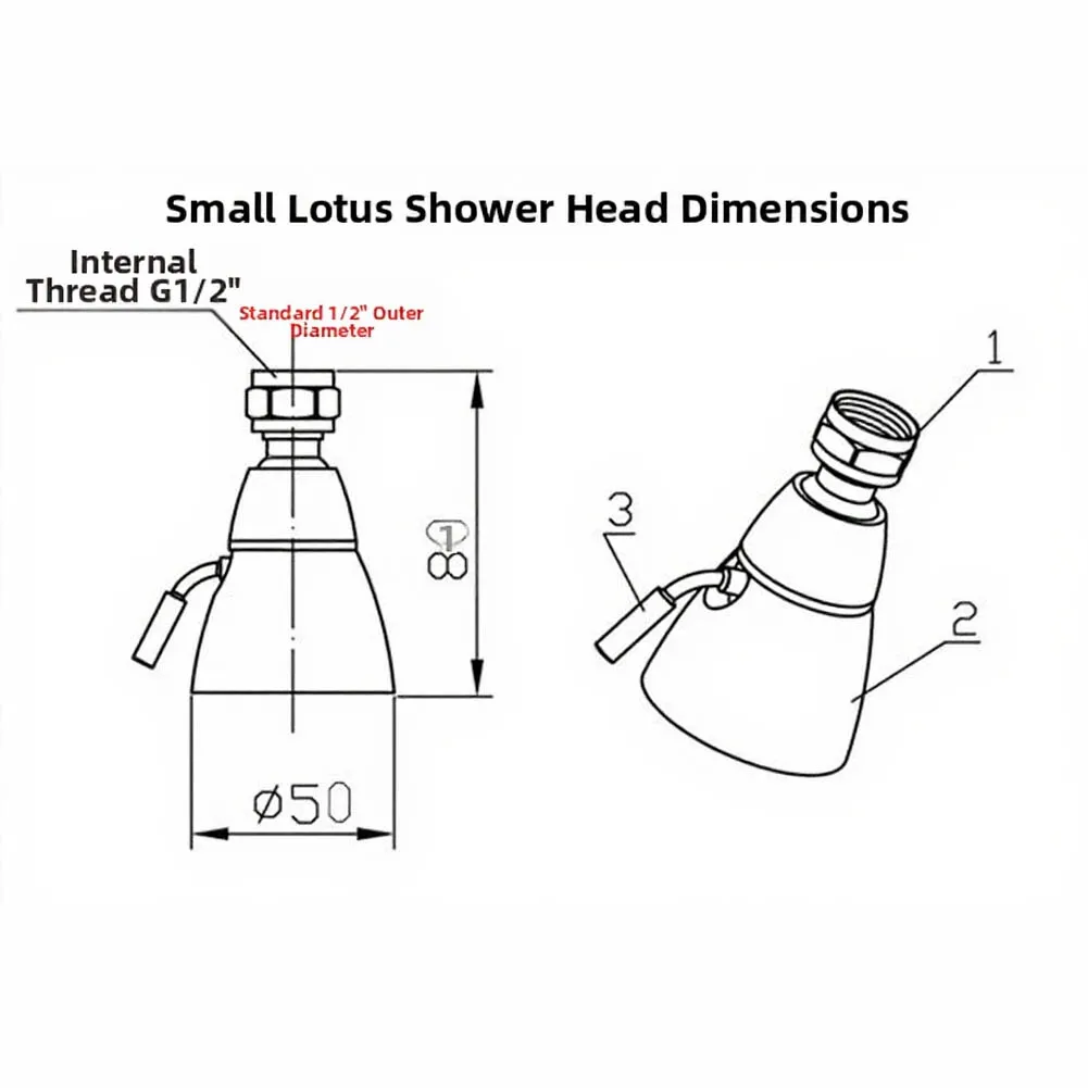 Adjustable Spray Model High-pressure Chrome-plated Shower Head -Mini Wall Mounted High Pressure Shower Head Bathroom