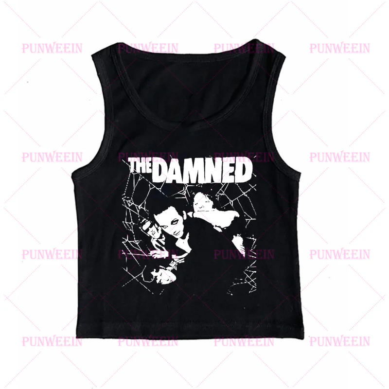 Punk Gothic band Heavy metal Women Short Slim crop top Vintage Graphic Baby Tees Sexy vest Streetwear Emo Girls 90s Y2k Crop Top