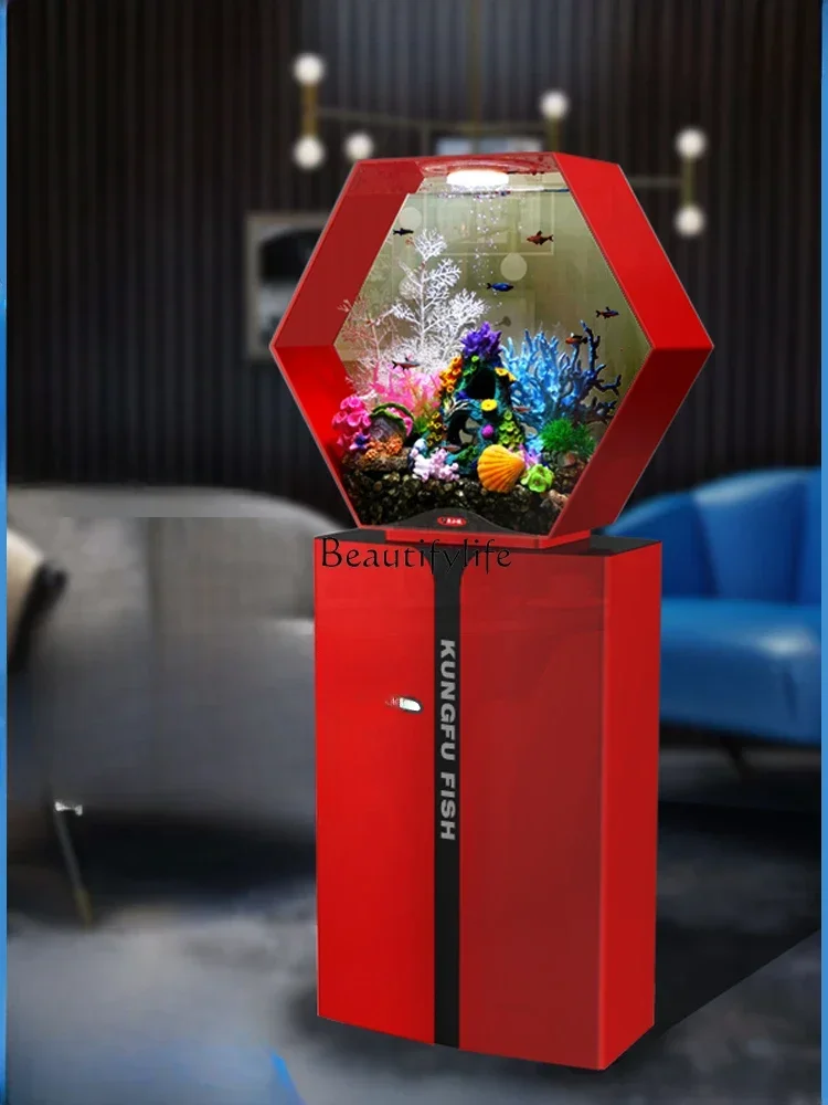 

LD33Acrylic Small Fish Tank Change Water Lazy Intelligent Ecological Living Room Small Desktop Creativity Aquarium