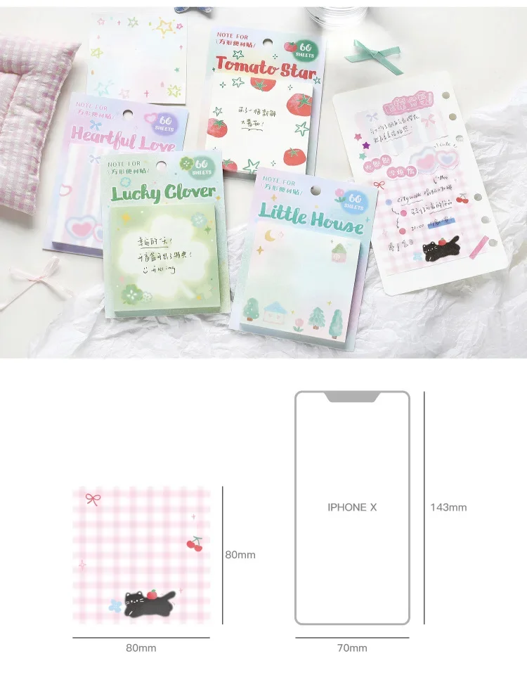 60 Stück/Set Kawaii Ins Nachrichten-Memo Handgemachtes Material Scrapbook Hintergrundpapier Koreanisch Japanisch Schul- und Bürobedarf DIY Geschenk – Detail 8