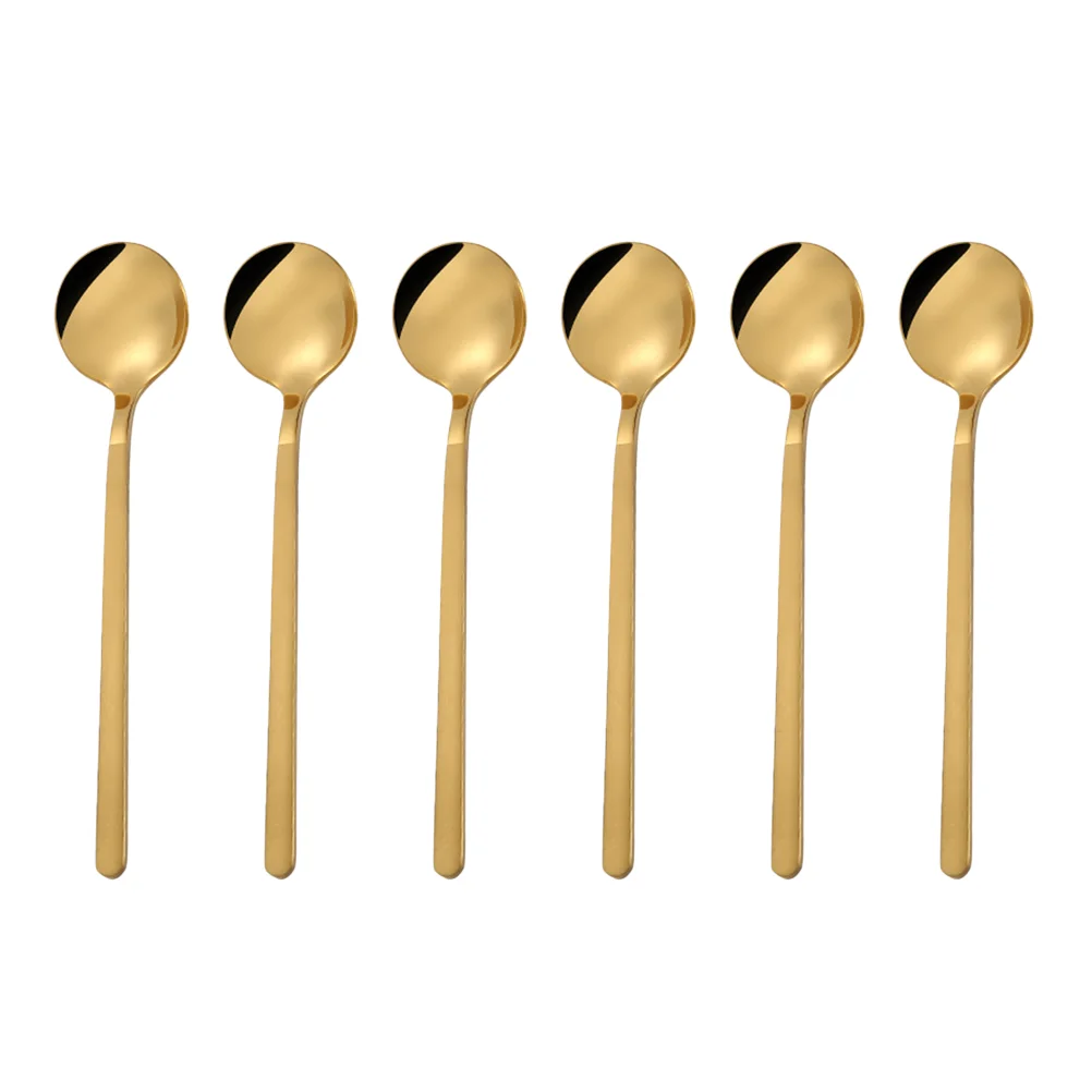 

6 Pcs Honey Spoons of Wooden Teaspoon Dessert Coffee Scoops Mini Stainless Steel Stirring