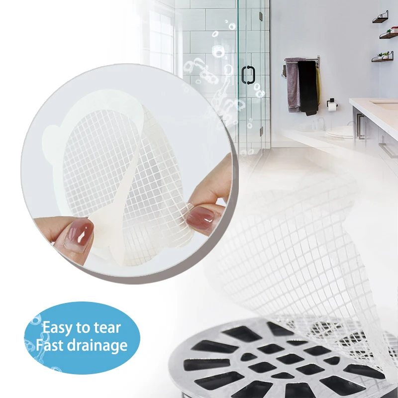 50 pezzi usa e getta doccia scarico capelli Catcher adesivi in rete Anti-blocco lavello da cucina filtro filtro accessori per il bagno