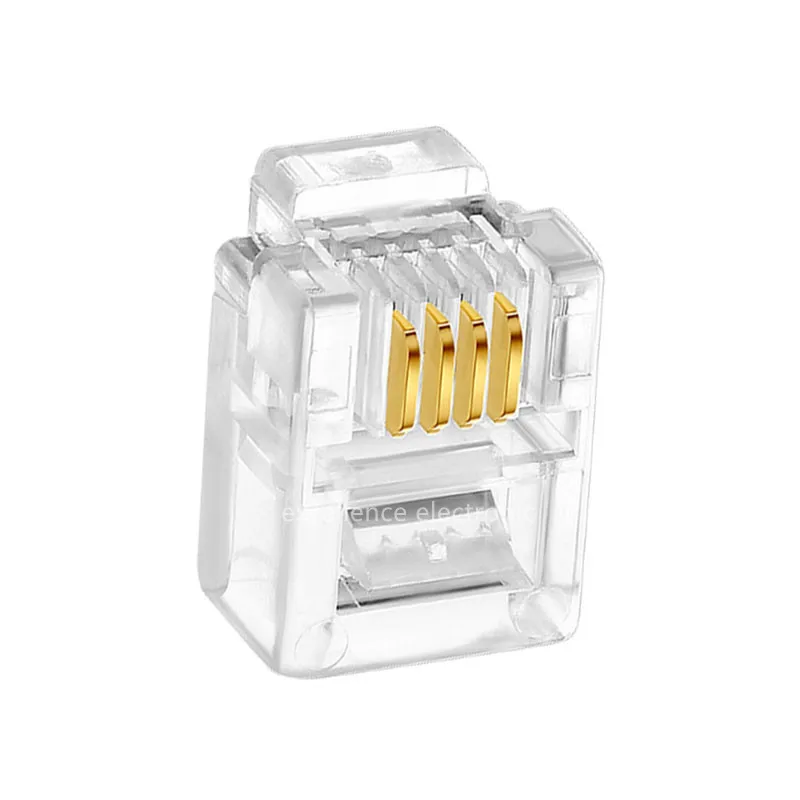 100pcs 4Pin Cable End Connectors Plugs Telephone Connector Internet Connectors 4P4C RJ11