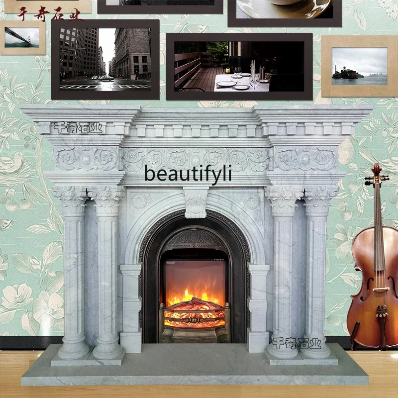 Y48 Stone mantel marble European Roman columns, stone decorative cabinet ornaments