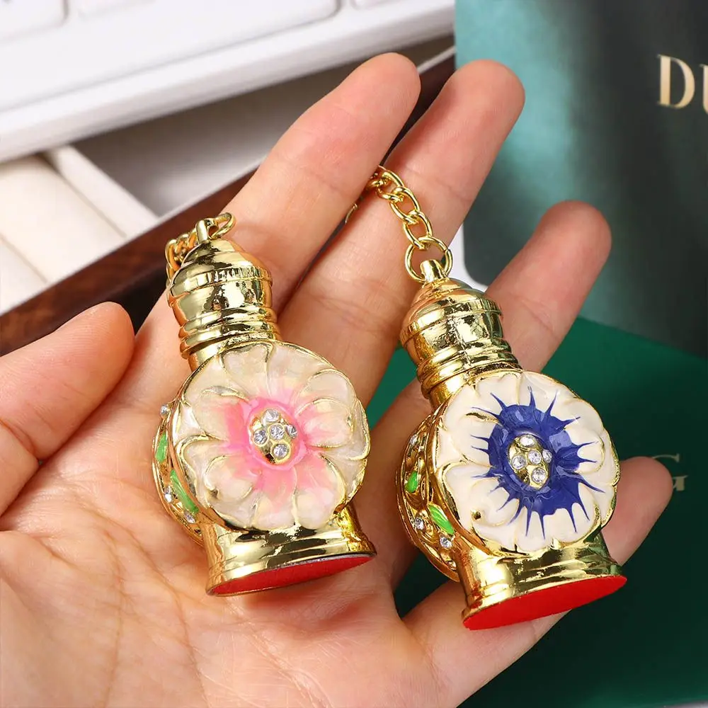 

Bottle Desert Flower with Keyring Gifts Empty Cosmetics Container Pendant Keychain Perfume Bottle Essential Oil Dropper Bottle