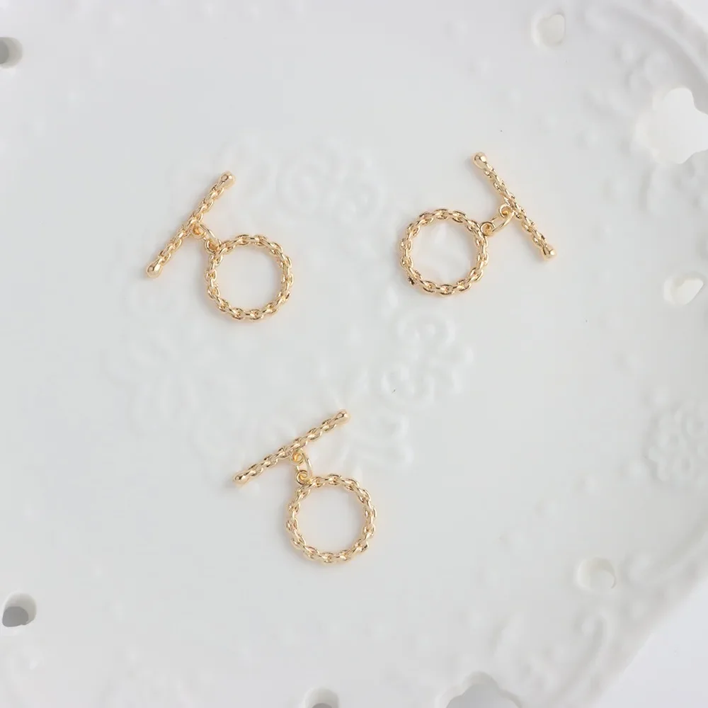 

18K Copper-plated Real Gold Color-preserving Twist Circle OT Buckle DIY Pearl Bracelet Necklace Ending Basic Accessories Materia