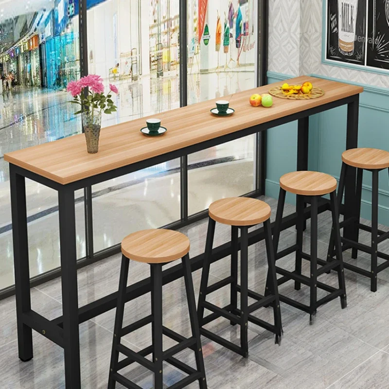 Simple narrow table, dining table, coffee and milk tea shop, high foot table, long strip table, bar, simple table and chair set