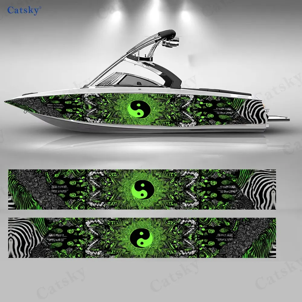 

2Pcs Neon Yin Yang Boat Stickers, PVC Waterproof Durable Vinyl Wrap Decals for Fishing Boats, Durable and Stylish Design