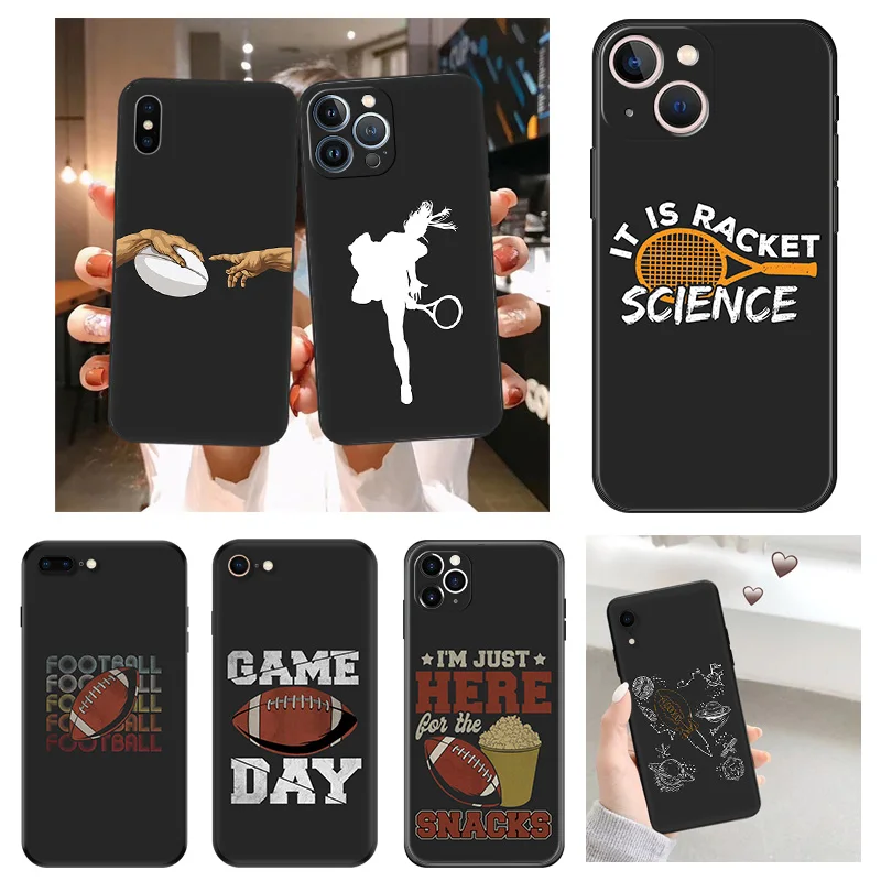 Anti-Drop Soft Phone Case For iphone 16Plus 11 12 13 Mini 14 15 16 Pro XS Max XR 7 8 Plus 16Pro Tennis Game God Rugby Cover